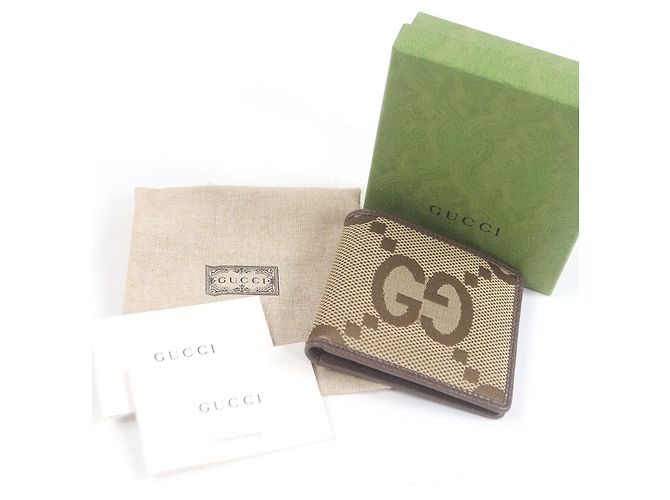 Billetera bifold de lona GG Jumbo de Gucci Castaño - vista 2