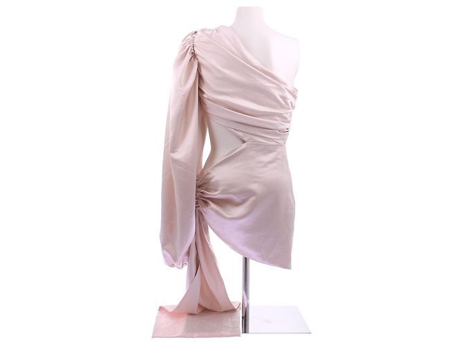 Autre Marque Asymmetrisches Kleid aus hellrosa Satin Pink - Ansicht 2