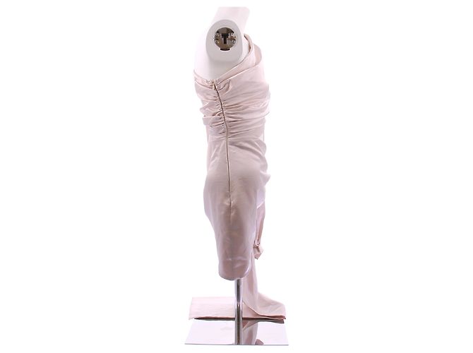 Autre Marque Asymmetrisches Kleid aus hellrosa Satin Pink - Ansicht 3
