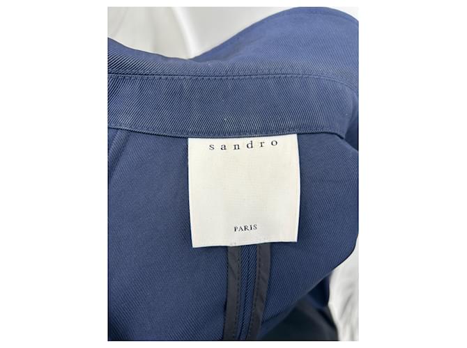 Giacca lunga Sandro blu navy in cotone - vista 5
