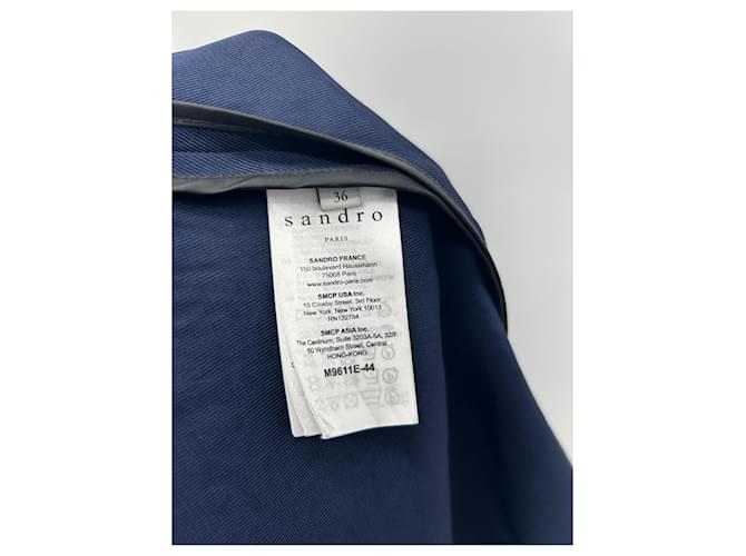 Giacca lunga Sandro blu navy in cotone - vista 6