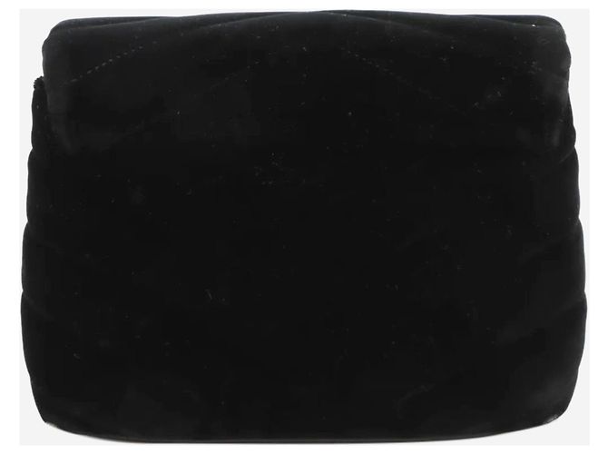 Saint Laurent Borsa a tracolla in velluto nero Loulou - vista 2