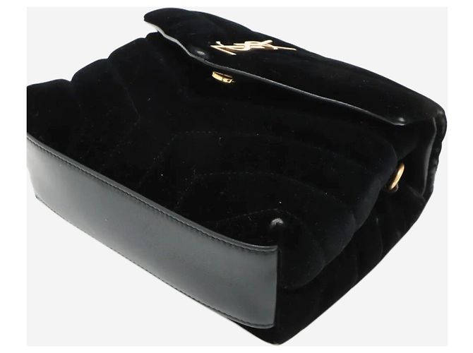 Saint Laurent Borsa a tracolla in velluto nero Loulou - vista 3