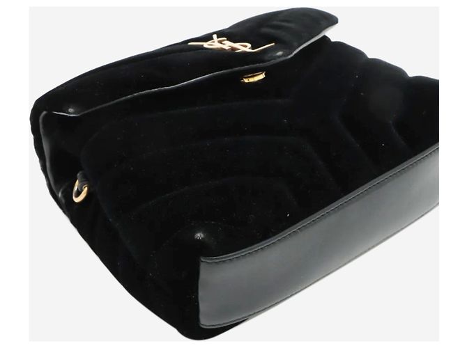 Saint Laurent Borsa a tracolla in velluto nero Loulou - vista 4