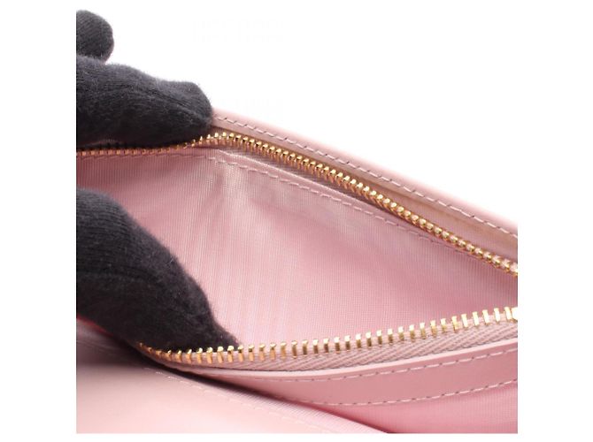 Billetera larga bifold de cuero Saffiano con logo triangular de Prada Rosa - vista 5