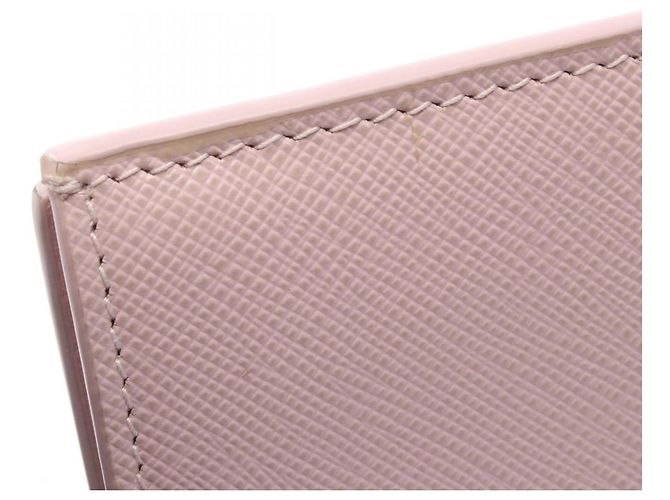Billetera larga bifold de cuero Saffiano con logo triangular de Prada Rosa - vista 9