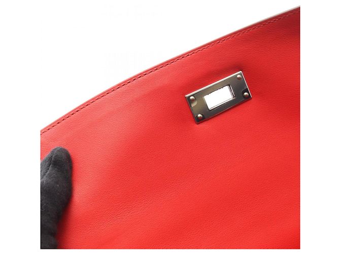Borsa Hermès Kelly 28 Rosso Beige Crudo - vista 8