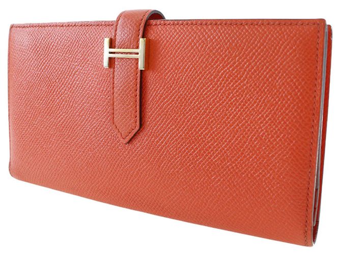 Cartera Soufflet Bearn en Epsom naranja de Hermès - vista 3