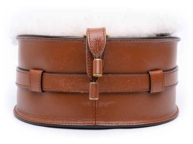 Mini borsa Marcie in shearling e pelle di vitello Chloé Brown - vista 3