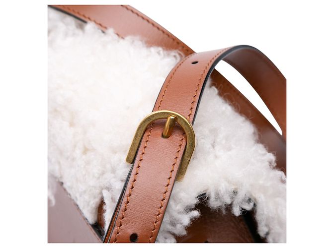 Mini borsa Marcie in shearling e pelle di vitello Chloé Brown - vista 7