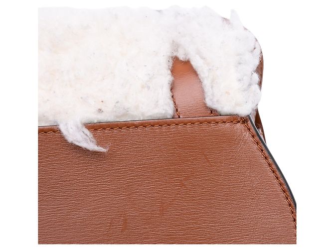 Mini borsa Marcie in shearling e pelle di vitello Chloé Brown - vista 8