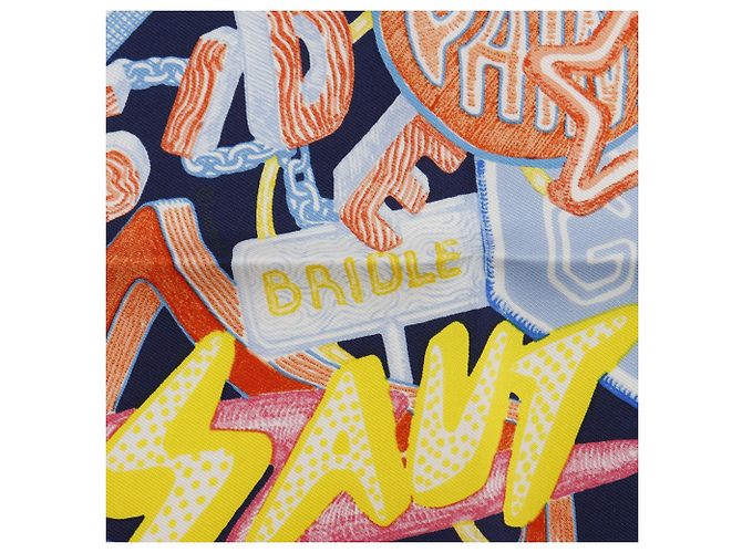 Bufanda de seda Gavroche Chevaloscope Neon Pointille 45 de Hermès Azul Azul marino - vista 7
