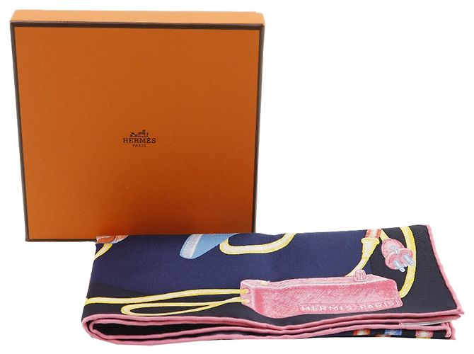 Bufanda de seda Gavroche Chevaloscope Neon Pointille 45 de Hermès Azul Azul marino - vista 8