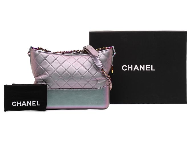 Chanel Viola Medio Iridescente Pelle di Vitello Gabrielle Crossbody Porpora - vista 11