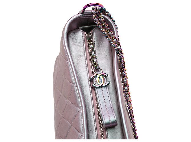 Chanel Viola Medio Iridescente Pelle di Vitello Gabrielle Crossbody Porpora - vista 7