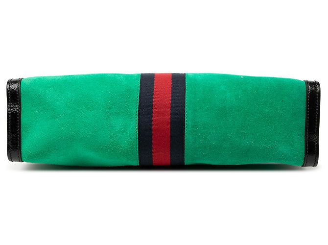 Borsa a spalla Ophidia in suede verde medio Gucci con catena - vista 3
