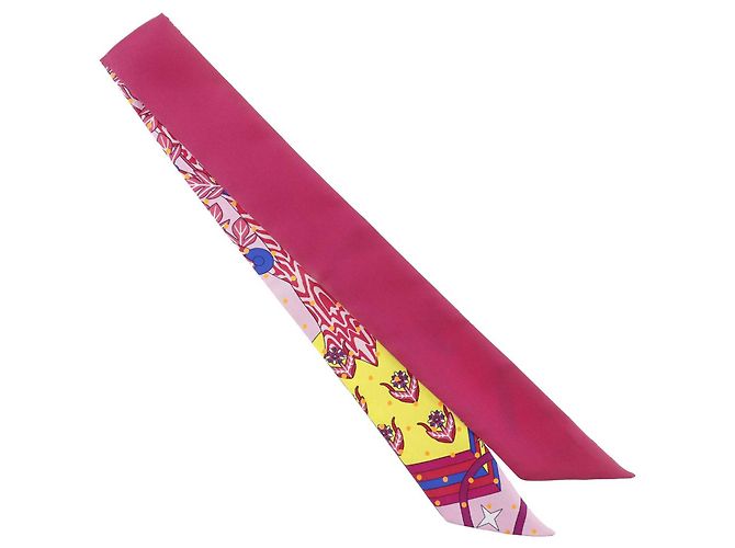 Bufanda Twilly de seda Plumetis rosa de Hermès - vista 3