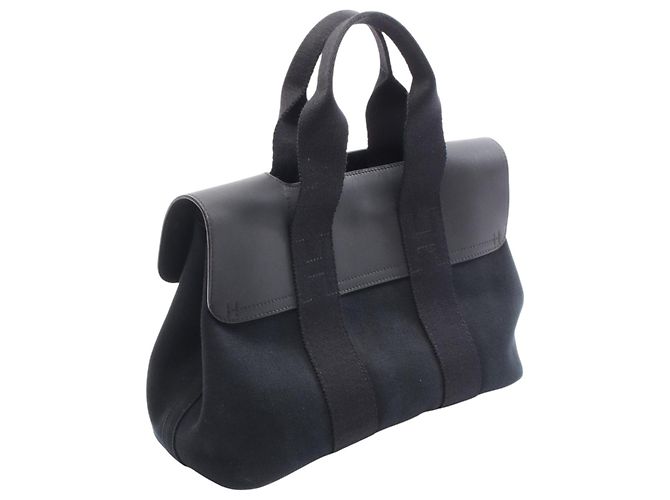 Hermès Valparaiso PM in Toile e Swift Nero - vista 2