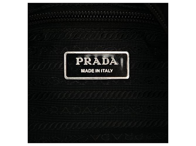 Prada Borsa a Tracolla Nera in Tessuto con Zip Nero - vista 5