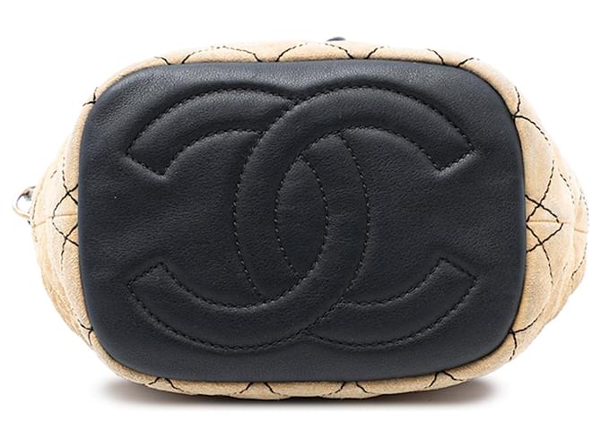 Borsa a secchiello Chanel Beige CC in scamosciato Wild Stitch - vista 3