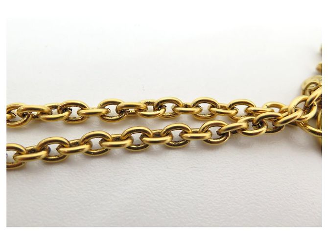 VINTAGE COLLIER CHANEL CHAINE MEDAILLON SOLEIL LOGO CC COCO MARK METAL NECKLACE Doré - vue 10