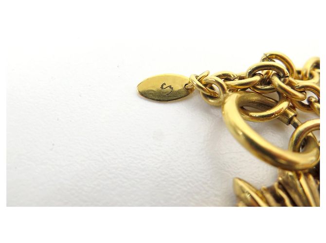 VINTAGE COLLIER CHANEL CHAINE MEDAILLON SOLEIL LOGO CC COCO MARK METAL NECKLACE Doré - vue 6