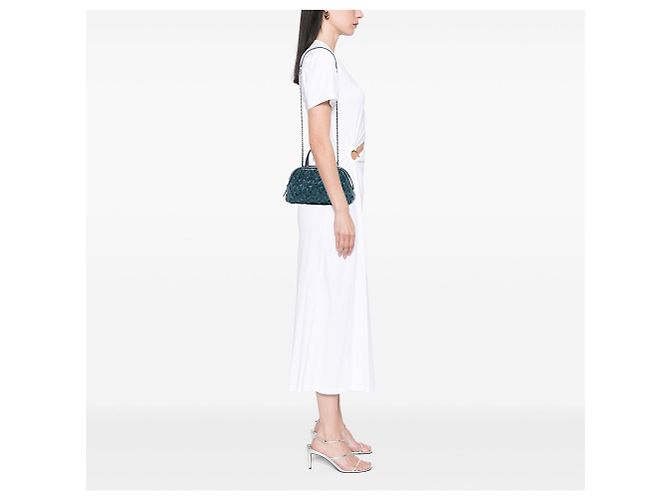 Bowling Bolso de bolos de piel de ternera trenzada Chanel CC Azul - vista 7