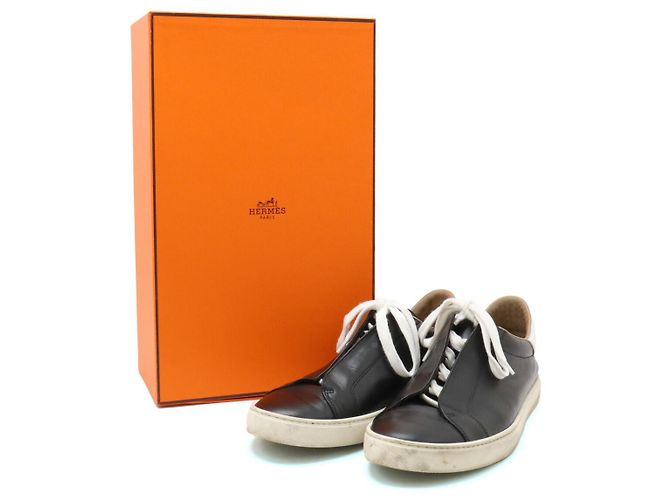 Sneakers in pelle Hermès 25,5-26cm Nero Bianco - vista 9