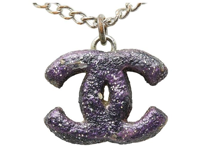 Colar Chanel Coco Mark em prata e roxo - vista 2