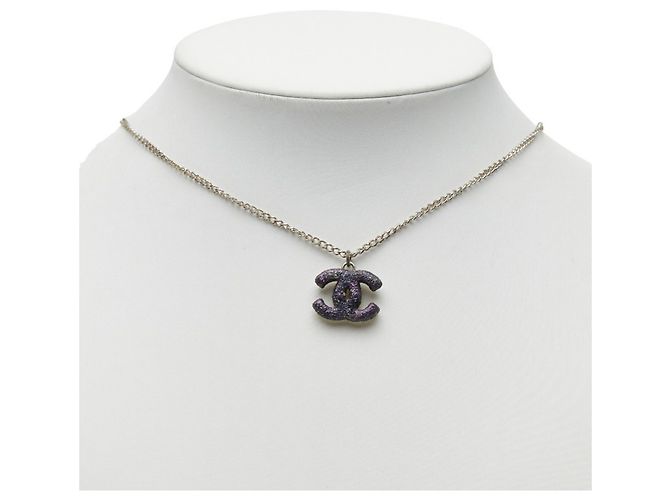 Colar Chanel Coco Mark em prata e roxo - vista 6
