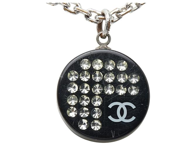 Collana in strass Chanel Coco Mark Nero Argento - vista 2