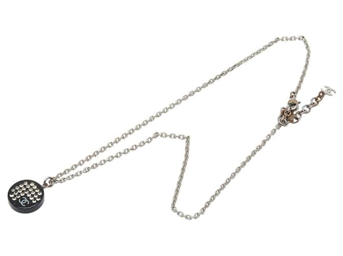 Collana in strass Chanel Coco Mark Nero Argento - vista 4
