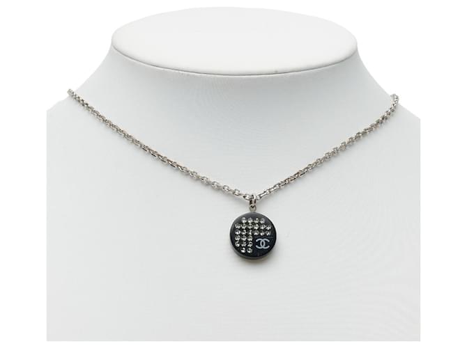 Collana in strass Chanel Coco Mark Nero Argento - vista 7