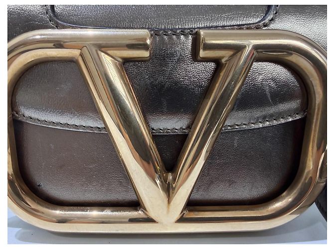 Borsa Valentino Garavani Supervee Oro in Pelle D'oro Gold hardware - vista 3