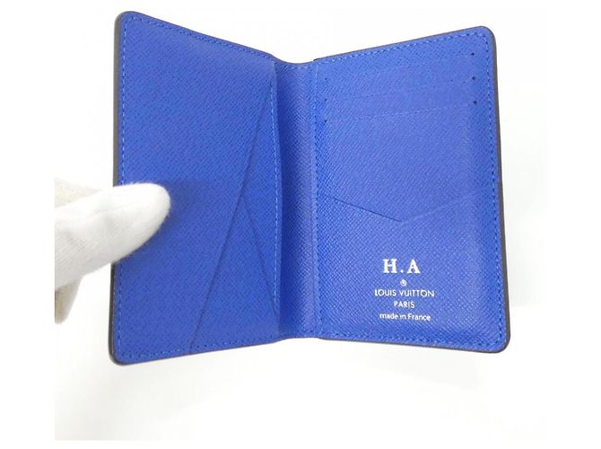 Louis Vuitton Taiga Business Card Case Blue Grey - view 8