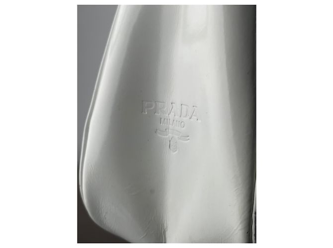 Borsa a spalla in pelle con anello in metallo Prada anni 2000 Bianco - vista 10
