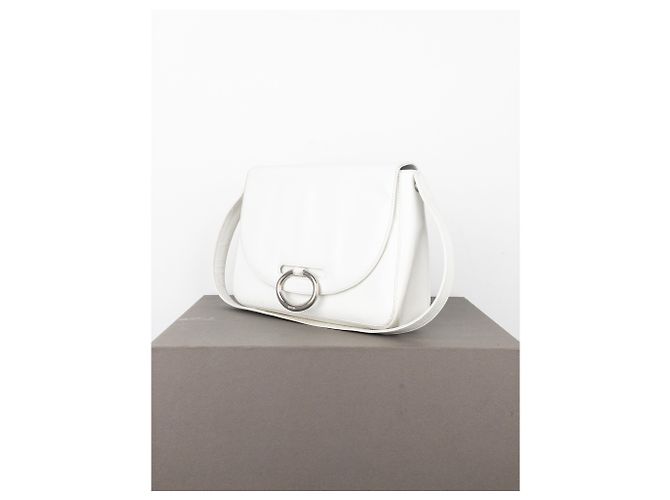 Borsa a spalla in pelle con anello in metallo Prada anni 2000 Bianco - vista 2