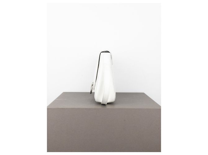 Borsa a spalla in pelle con anello in metallo Prada anni 2000 Bianco - vista 4