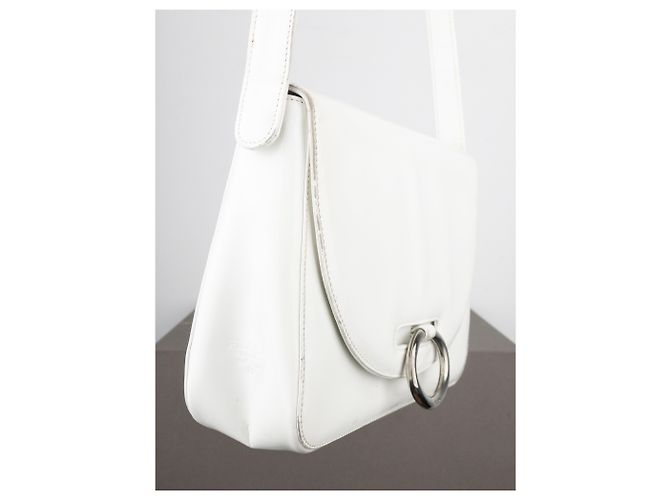 Borsa a spalla in pelle con anello in metallo Prada anni 2000 Bianco - vista 7