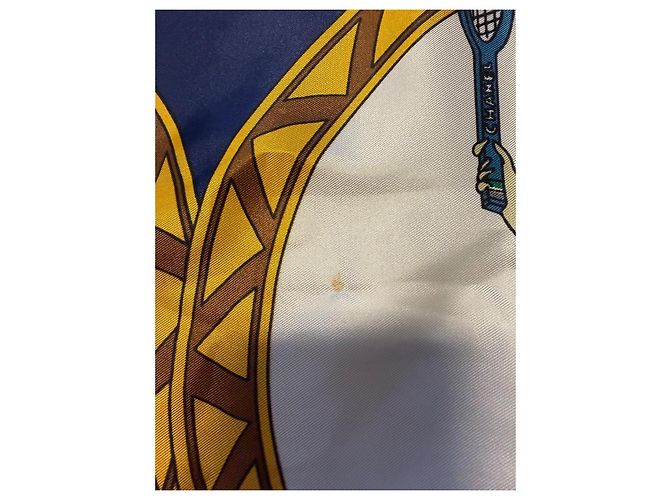 Sciarpa in seta Chanel Bianca Blu Gialla Bianco Giallo - vista 18