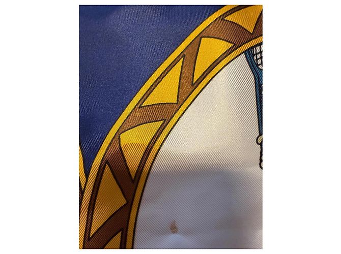 Sciarpa in seta Chanel Bianca Blu Gialla Bianco Giallo - vista 19