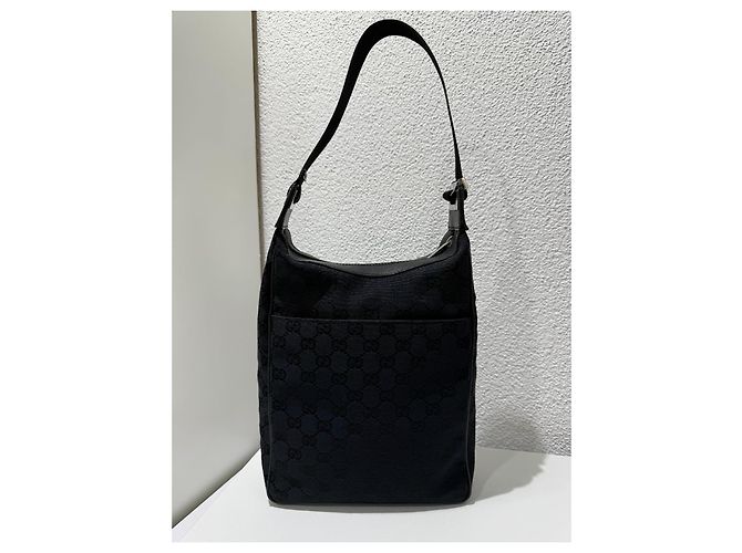 Hobo in Canvas GG Gucci Nero - vista 6