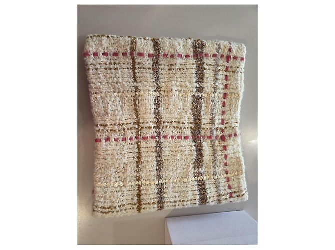 Christian Dior - Strickkragen - Wolle Mohair Kaschmir Braun Pink Weiß - Ansicht 3