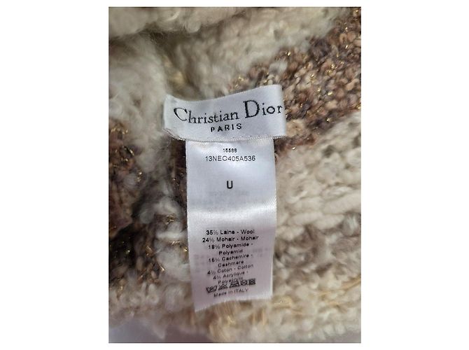 Christian Dior - Strickkragen - Wolle Mohair Kaschmir Braun Pink Weiß - Ansicht 4