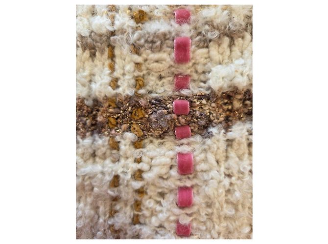 Christian Dior - Strickkragen - Wolle Mohair Kaschmir Braun Pink Weiß - Ansicht 6