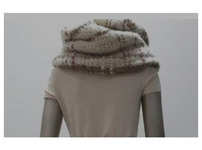 Christian Dior - Strickkragen - Wolle Mohair Kaschmir Braun Pink Weiß - Ansicht 7