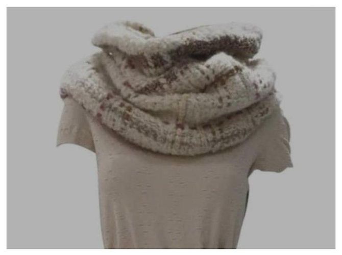Christian Dior - Strickkragen - Wolle Mohair Kaschmir Braun Pink Weiß - Ansicht 8
