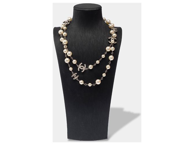 Gioielli CHANEL CC in Perla Bianca - 103171 Bianco - vista 2