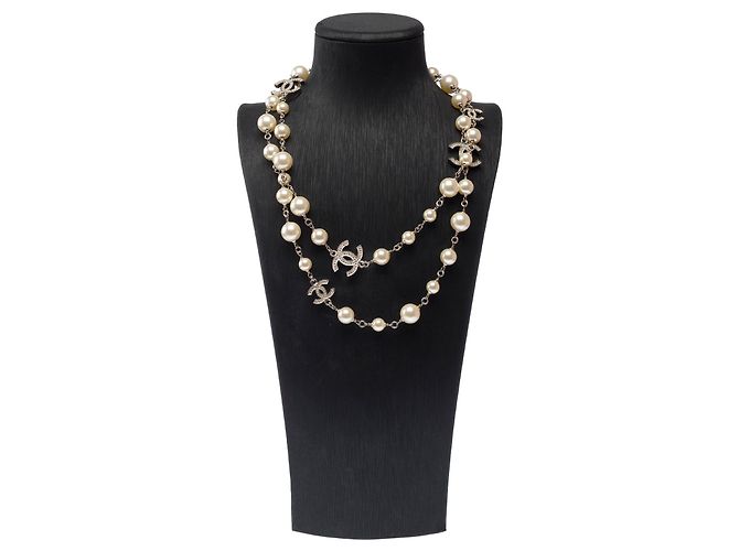 Gioielli CHANEL CC in Perla Bianca - 103171 Bianco - vista 3
