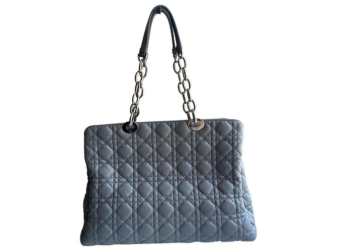Borsa a mano Christian Dior Lady Dior in pelle grigia Grigio - vista 2